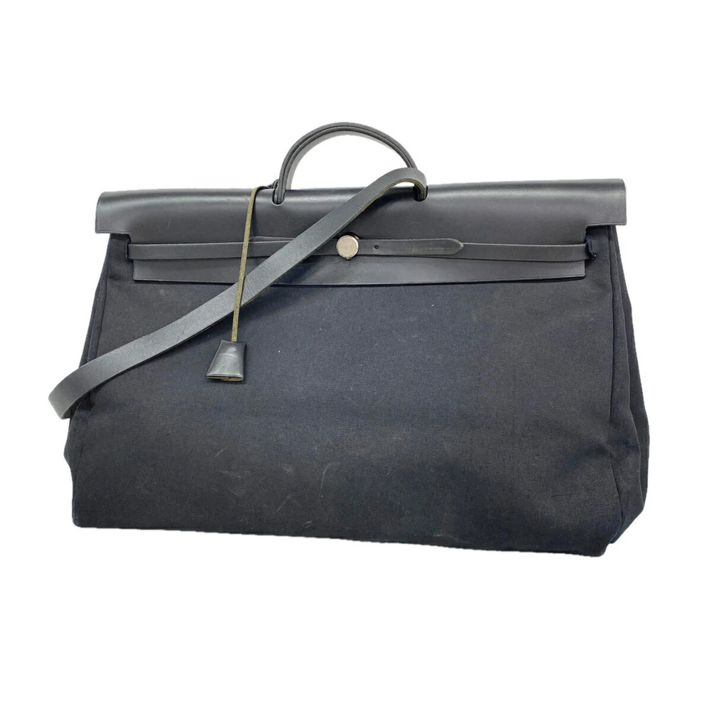 Hermes Herbag GM Toile Officier Handbag, Black, □C Stamp, 2-way bag, Men's/Wo...